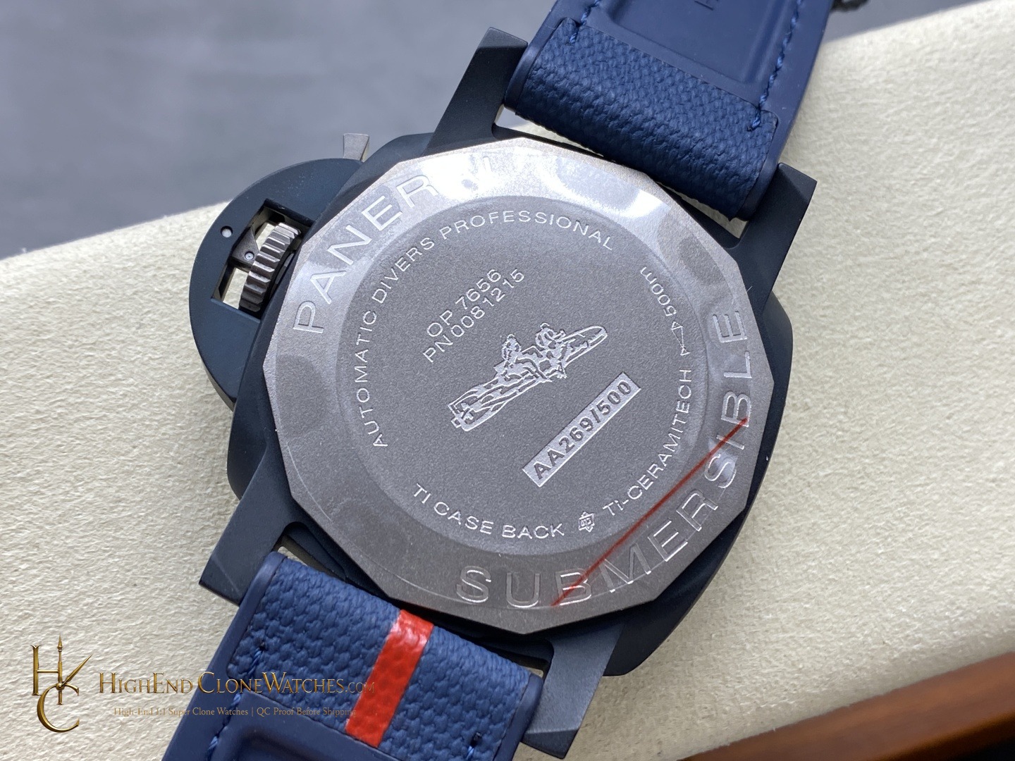 Panerai Submersible QuarantaQuattro Luna Rossa Ti-Ceramitech PAM01466 Blue Dial product view super clone watch