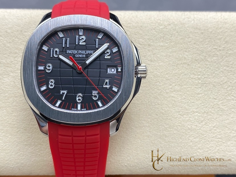 Patek Philippe Aquanaut 5167 Black Dial 40mm Red Strap Special Edition product view super clone watch
