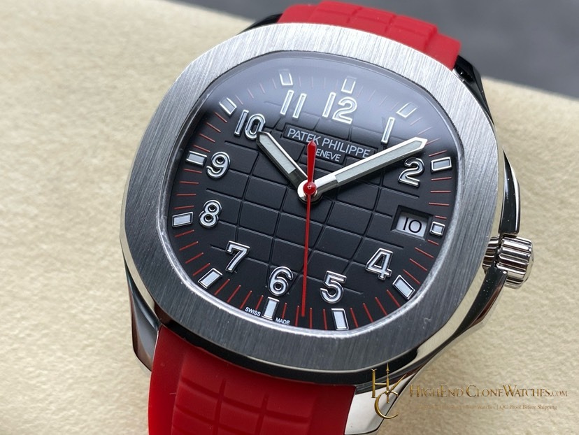 Patek Philippe Aquanaut 5167 Black Dial 40mm Red Strap Special Edition product view super clone watch