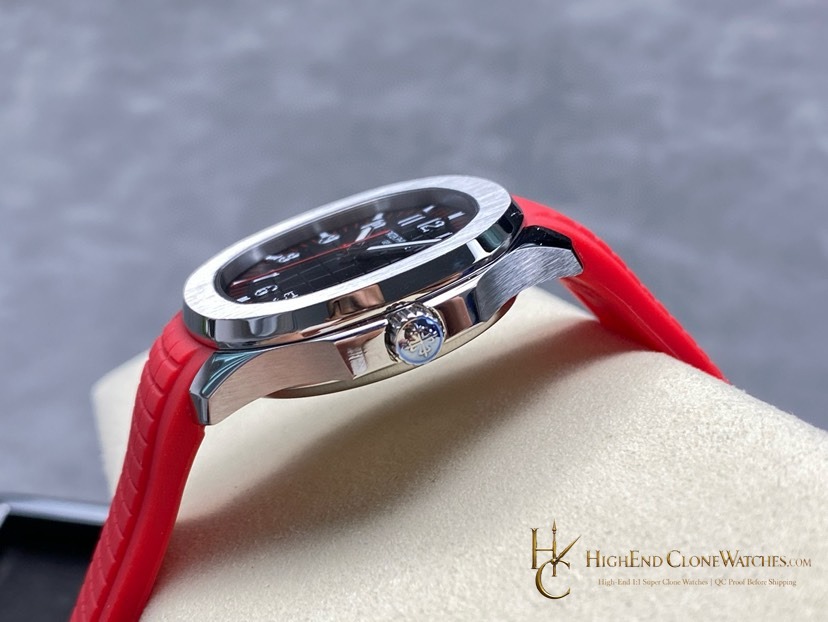 Patek Philippe Aquanaut 5167 Black Dial 40mm Red Strap Special Edition product view super clone watch
