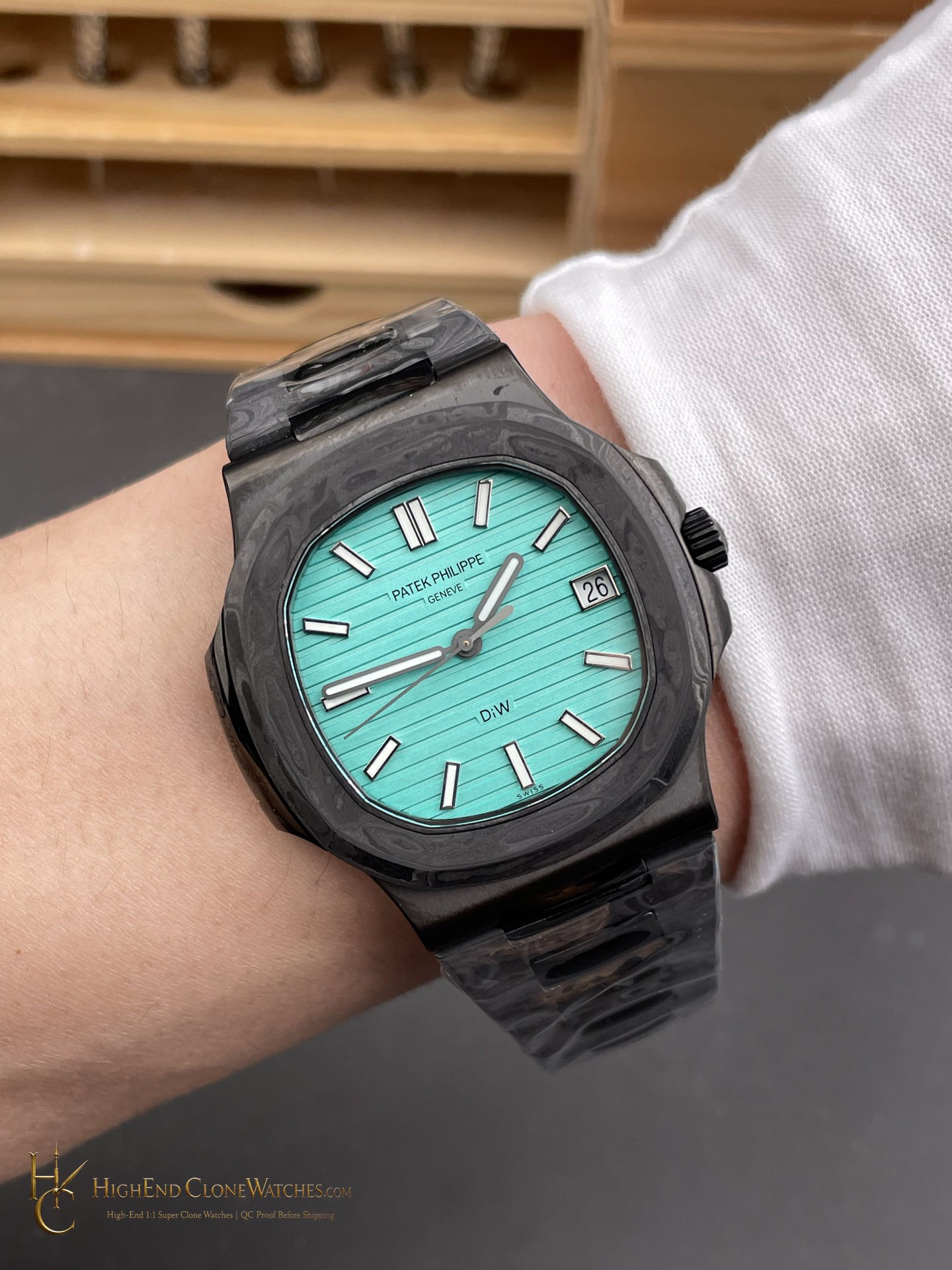 Patek Philippe DiW Nautilus caseback view super clone watch