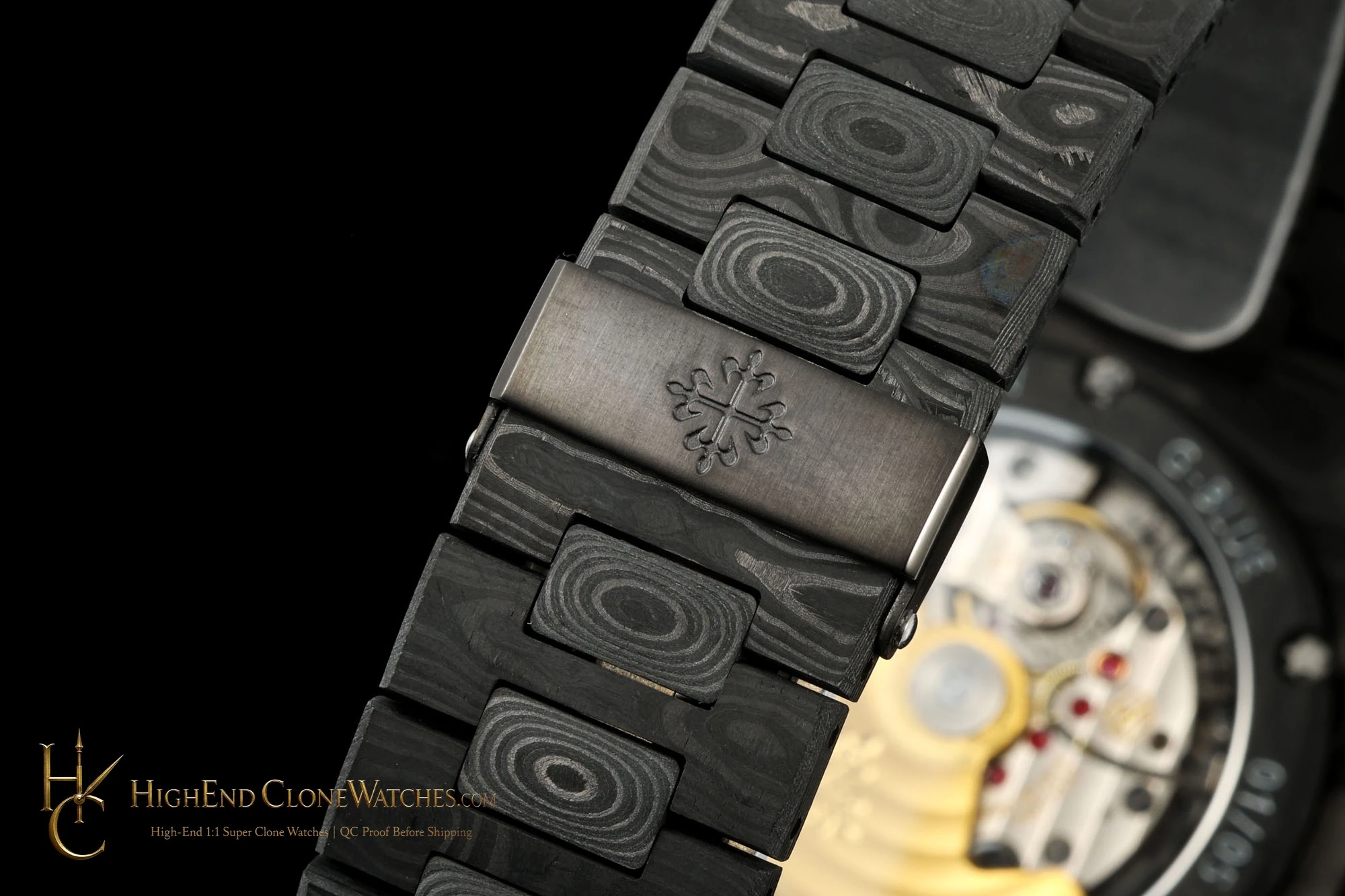 Patek Philippe DiW Nautilus crown and case detail super clone watch
