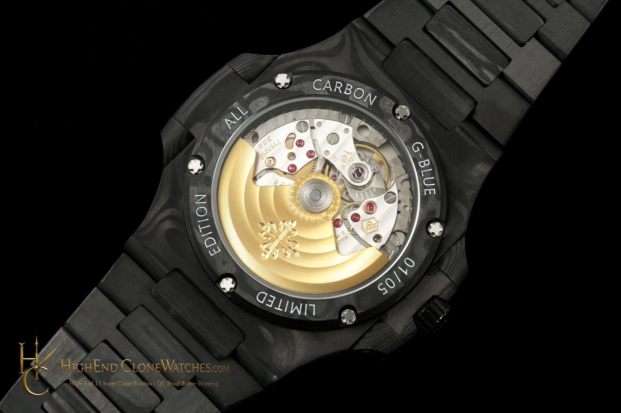 Patek Philippe DiW Nautilus caseback view super clone watch