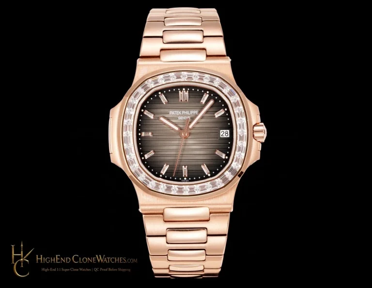 Patek Philippe Nautilus 5711 Rose Gold Brown Dial Diamond Ladies Watch product view super clone watch