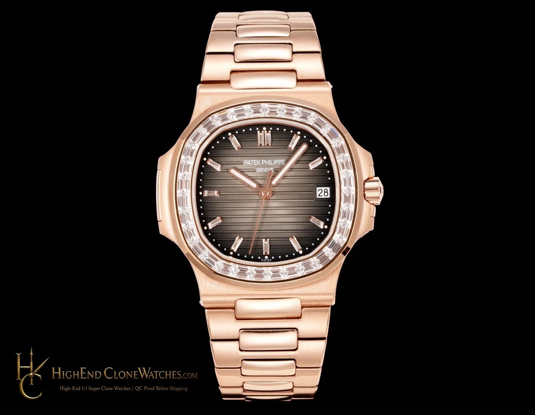 Patek Philippe Nautilus 5711 Rose Gold Brown Dial Diamond Ladies Watch product view super clone watch - product view 1