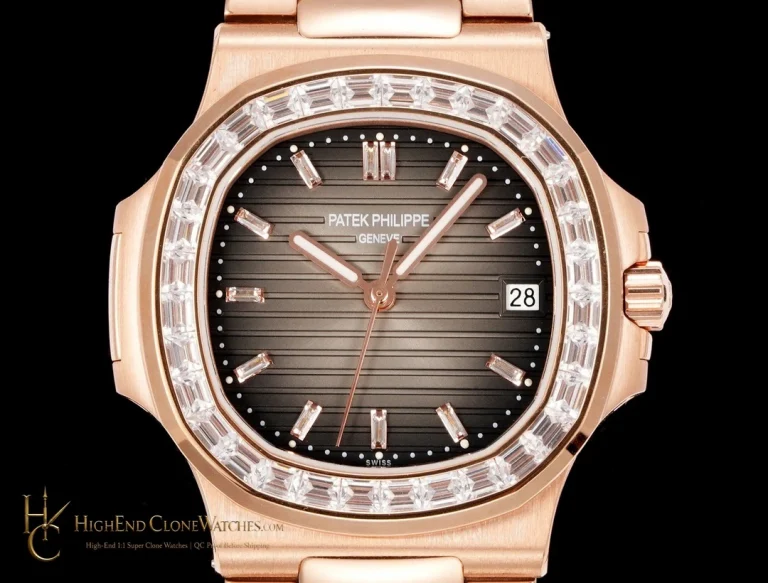 Patek Philippe Nautilus 5711 Rose Gold Brown Dial Diamond Ladies Watch product view super clone watch