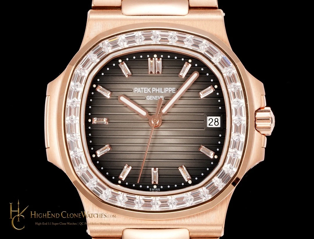 Patek Philippe Nautilus 5711 Rose Gold Brown Dial Diamond Ladies Watch product view super clone watch - product view 2