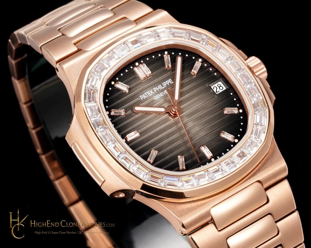 Patek Philippe Nautilus 5711 Rose Gold Brown Dial Diamond Ladies Watch product view super clone watch - product view 4