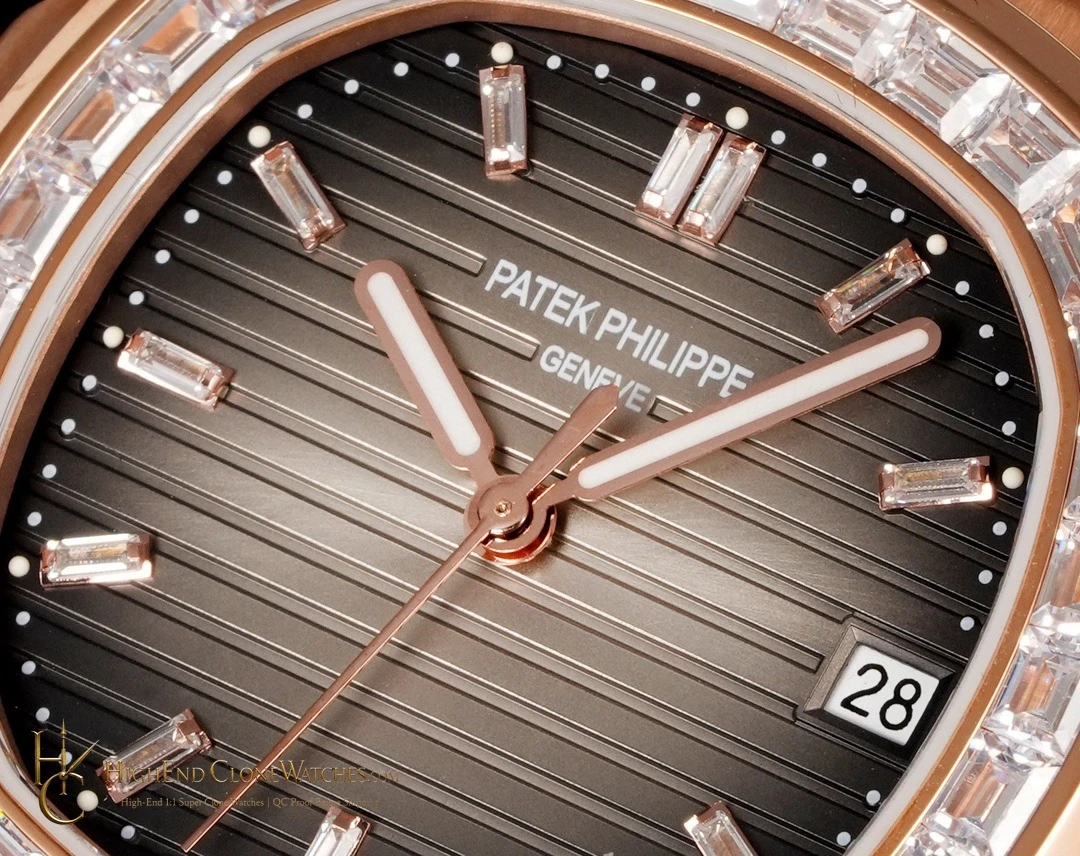 Patek Philippe Nautilus 5711 Rose Gold Brown Dial Diamond Ladies Watch product view super clone watch - product view 5