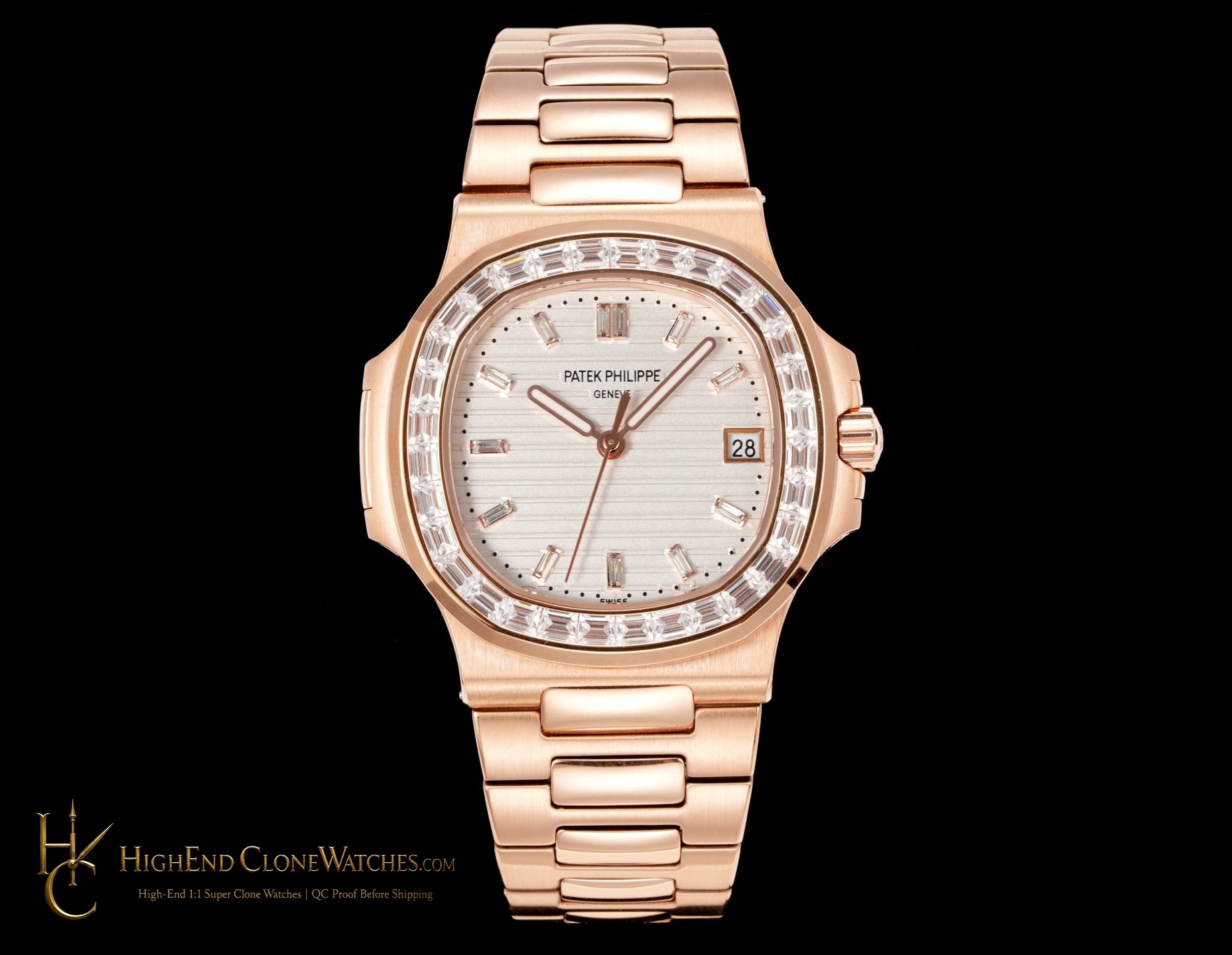 Patek Philippe Nautilus 5711 Rose Gold Diamond Ladies Watch product view super clone watch