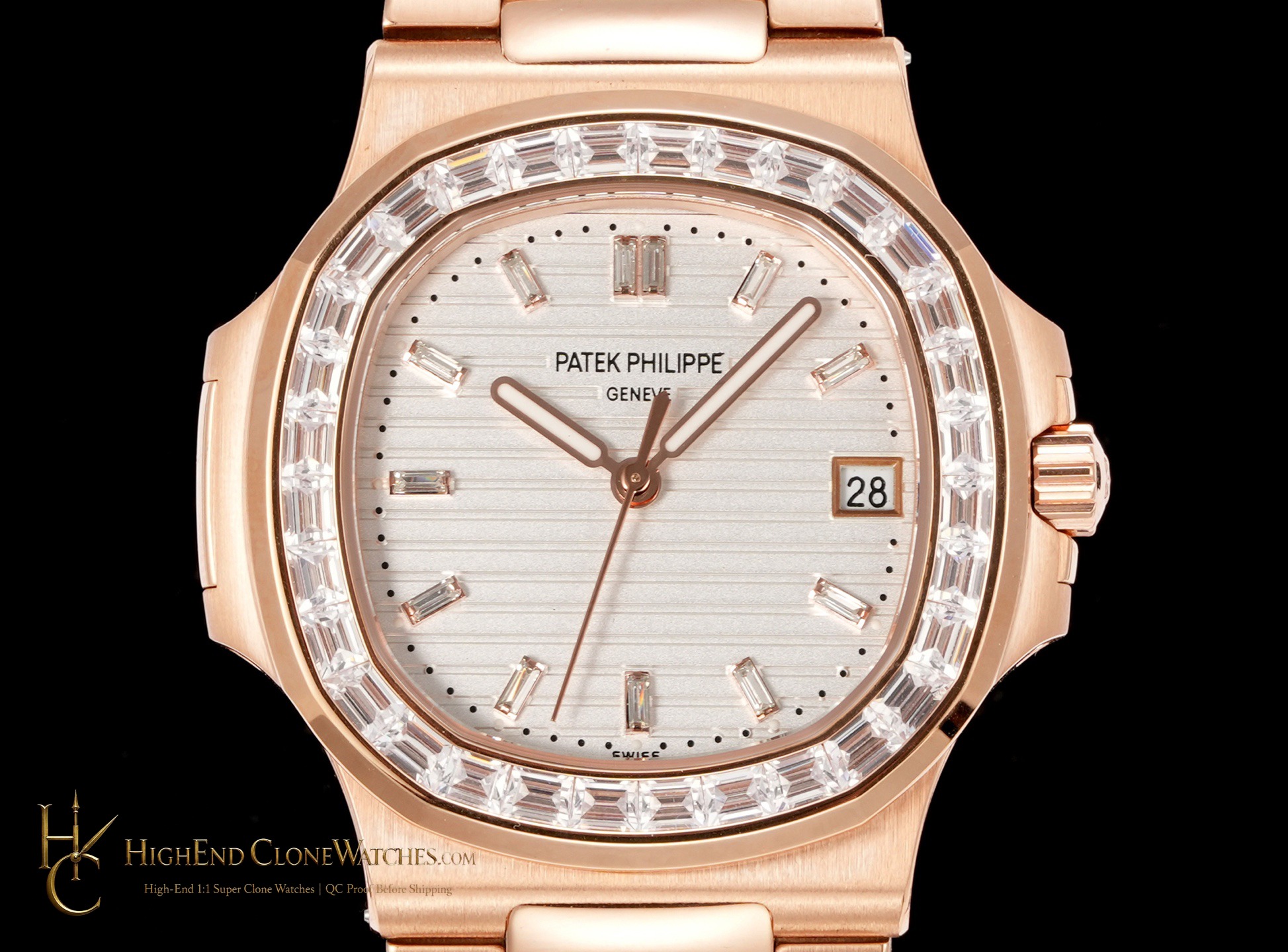 Patek Philippe Nautilus 5711 Rose Gold Diamond Ladies Watch product view super clone watch