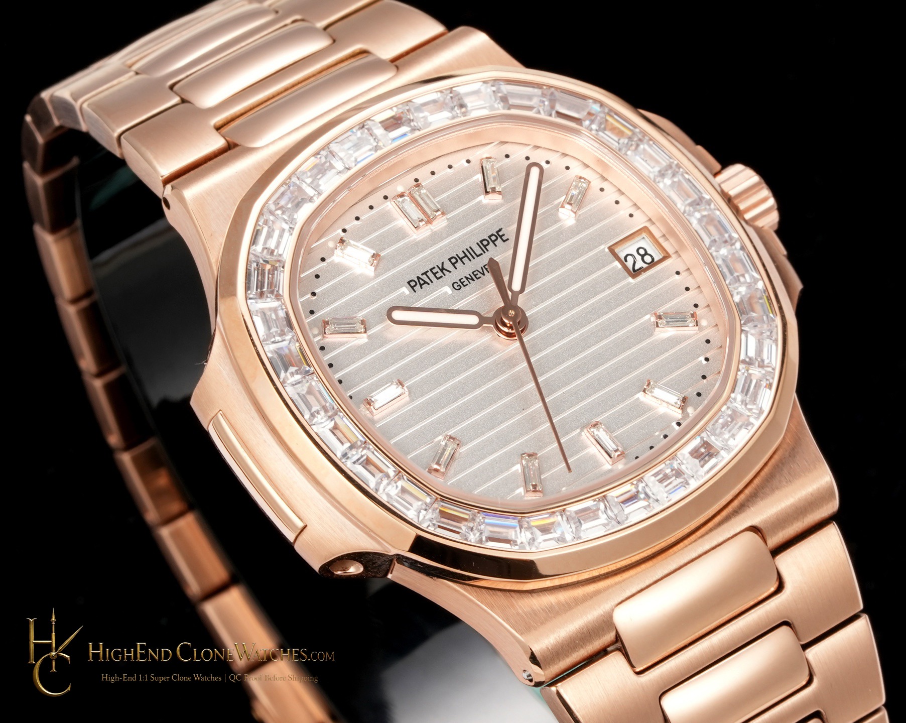 Patek Philippe Nautilus 5711 Rose Gold Diamond Ladies Watch product view super clone watch