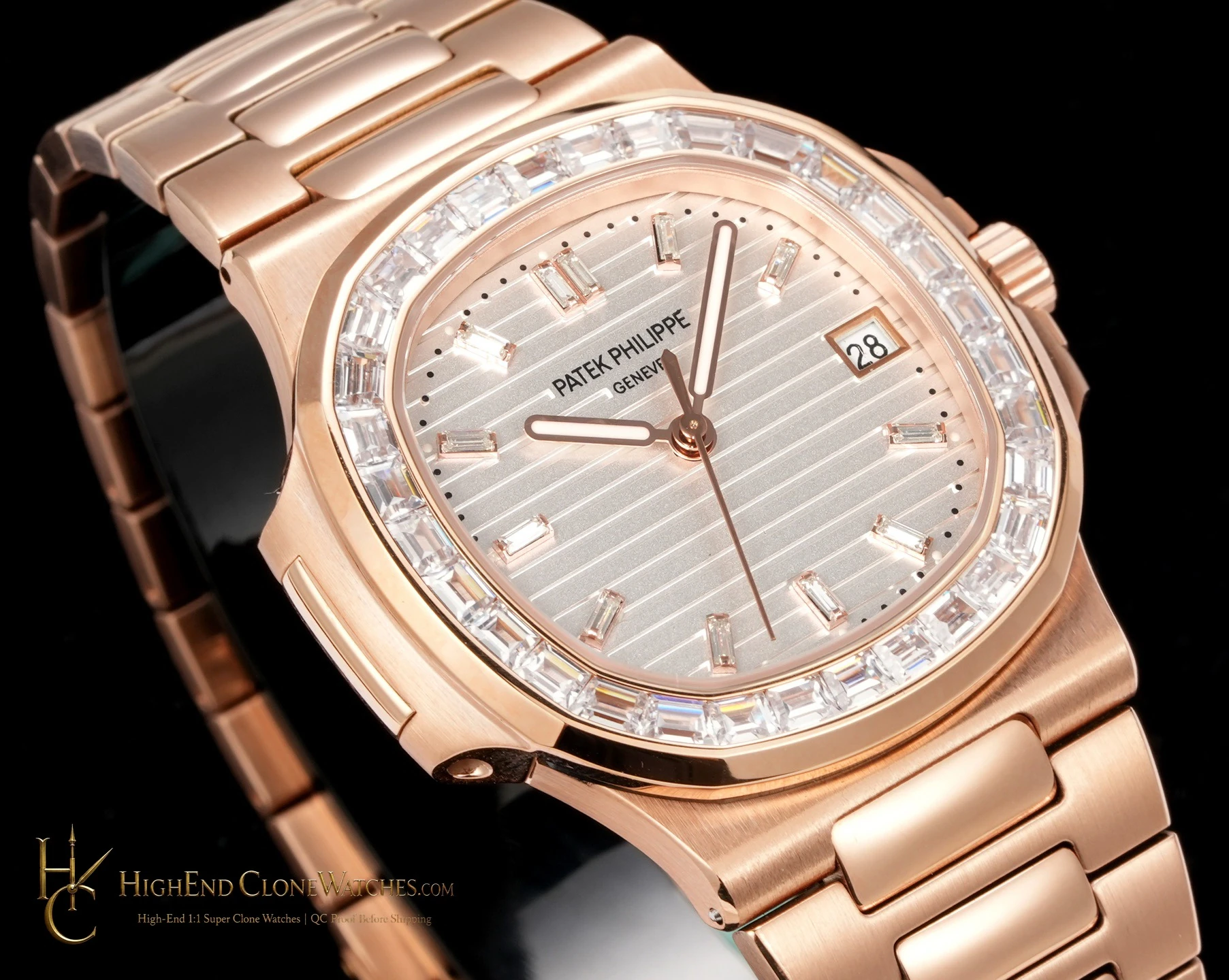 Patek Philippe Nautilus 5711 Rose Gold Diamond Ladies Watch product view super clone watch - product view 3