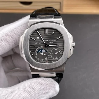 Patek Philippe Nautilus 5712 Gray Dial Black Leather Strap product view super clone watch