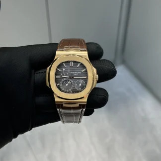 Patek Philippe Nautilus 5712 Grey Dial Brown Leather Strap product view super clone watch