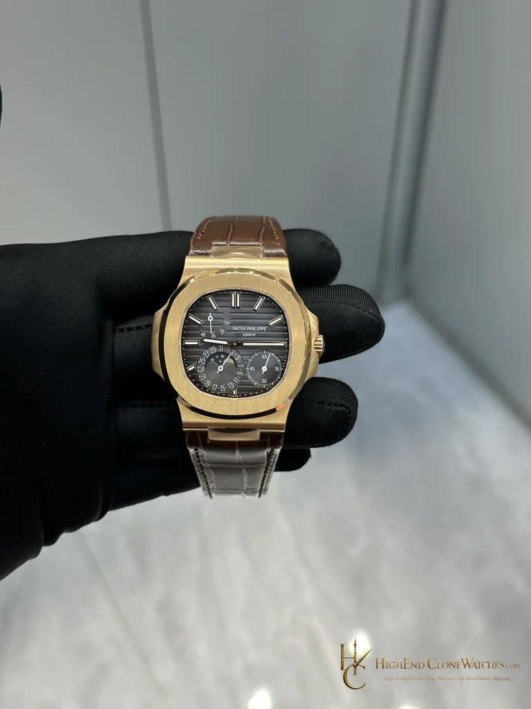 Patek Philippe Nautilus 5712 Grey Dial Brown Leather Strap product view super clone watch