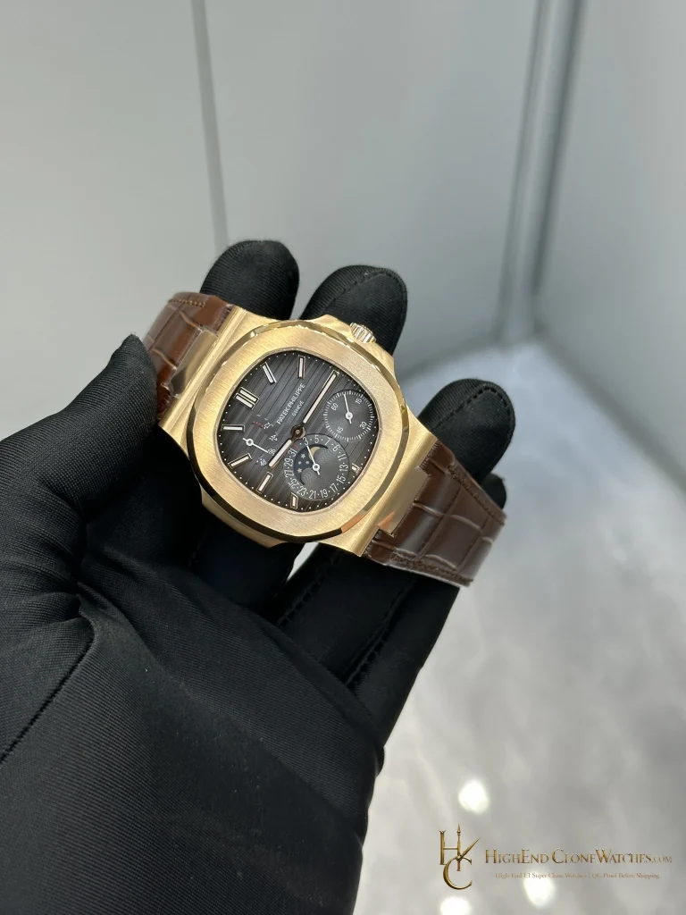 Patek Philippe Nautilus 5712 Grey Dial Brown Leather Strap product view super clone watch