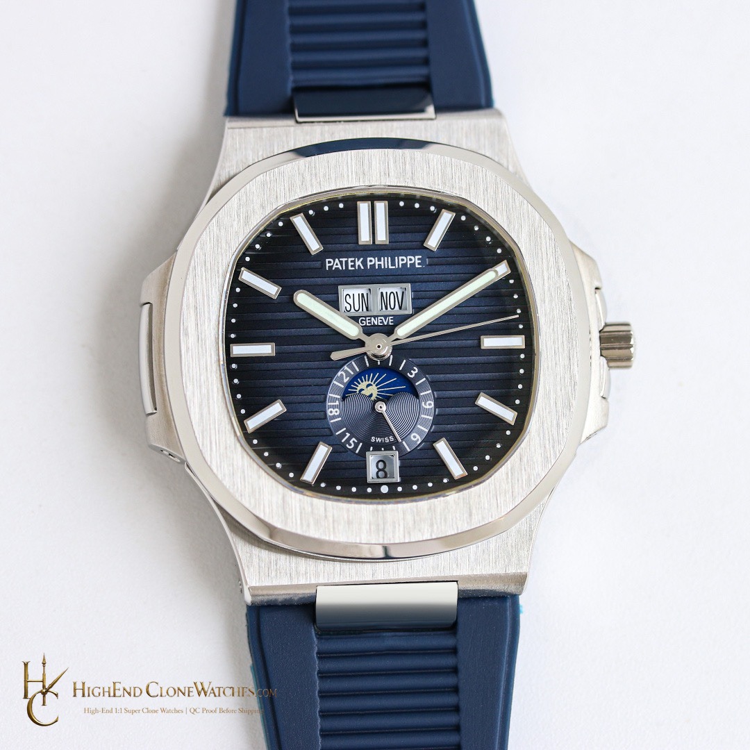 Patek Philippe Nautilus 5726 Blue Dial Blue Rubber Strap product view super clone watch