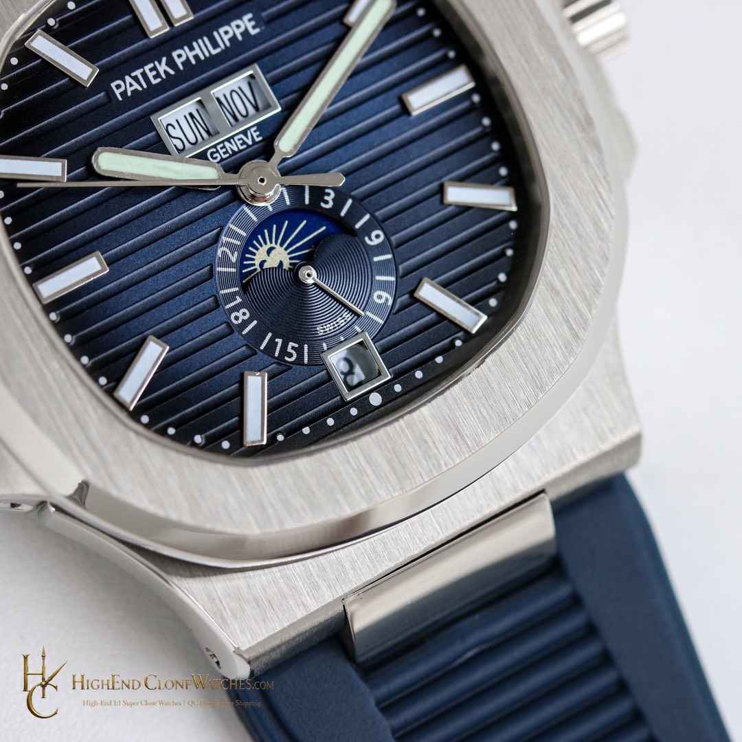 Patek Philippe Nautilus 5726 Blue Dial Blue Rubber Strap product view super clone watch