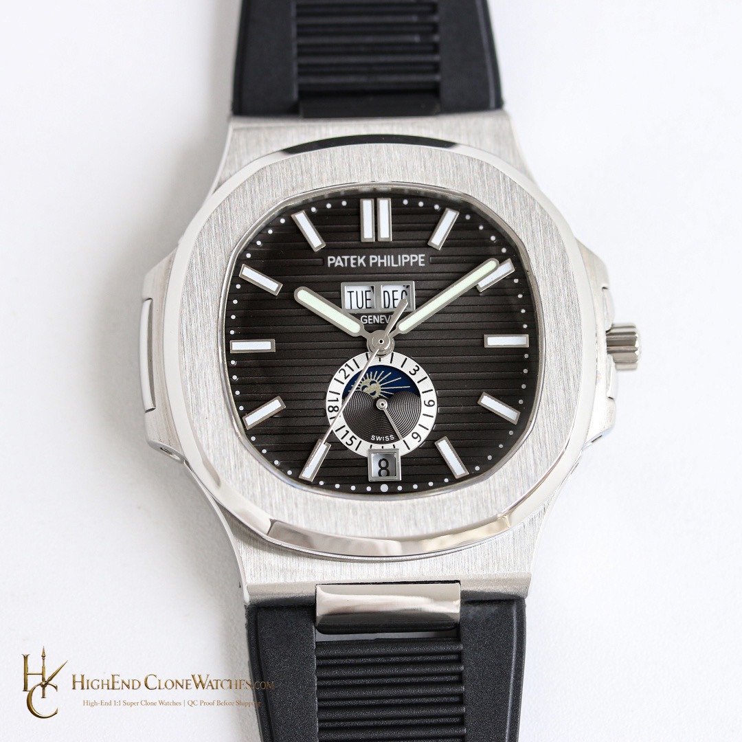 Patek Philippe Nautilus 5726 Grey Dial Black Rubber Strap product view super clone watch