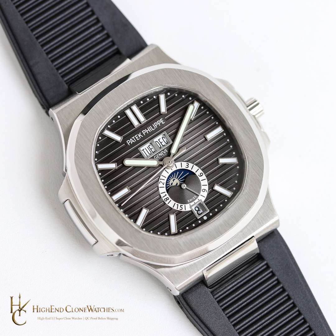 Patek Philippe Nautilus 5726 Grey Dial Black Rubber Strap product view super clone watch