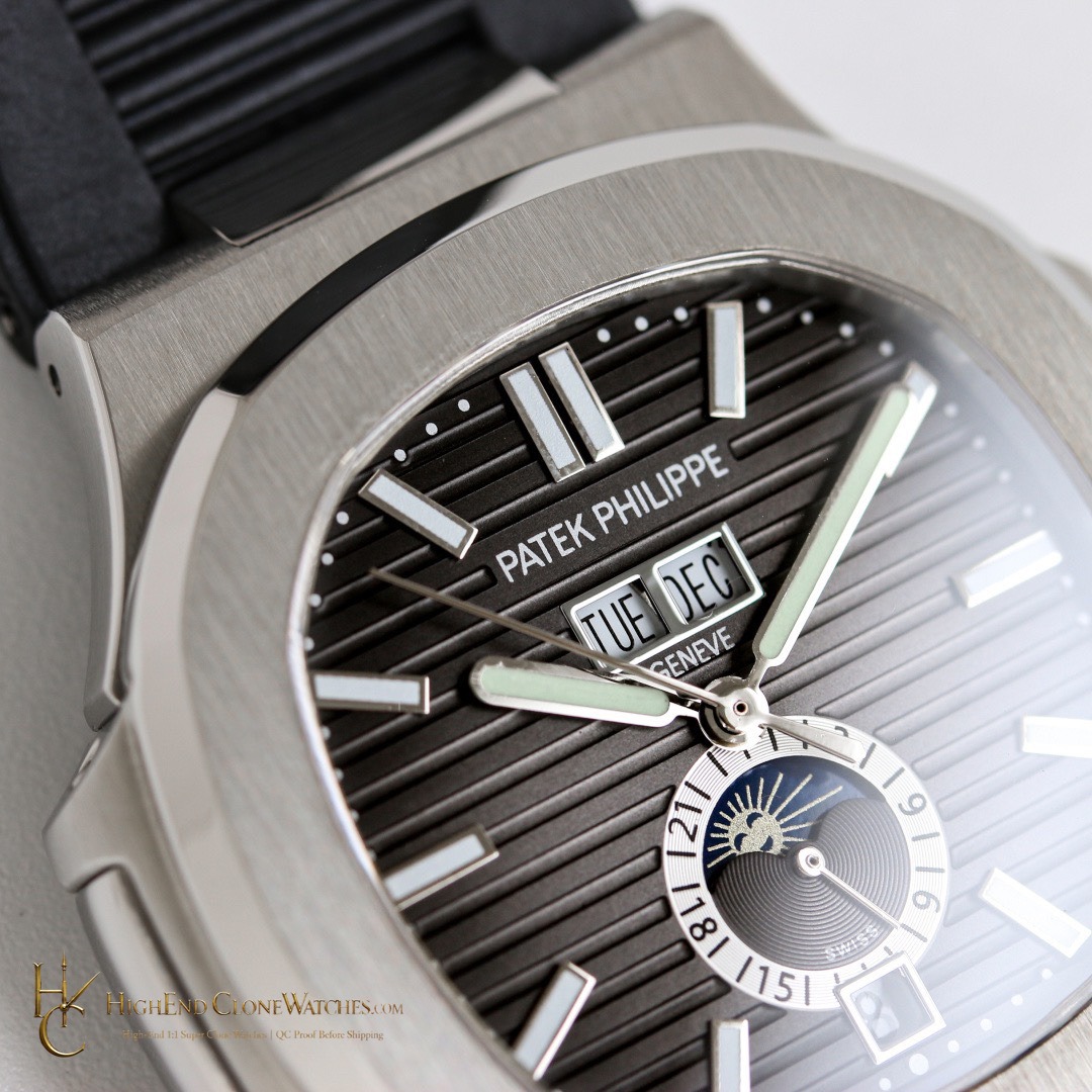 Patek Philippe Nautilus 5726 Grey Dial Black Rubber Strap product view super clone watch