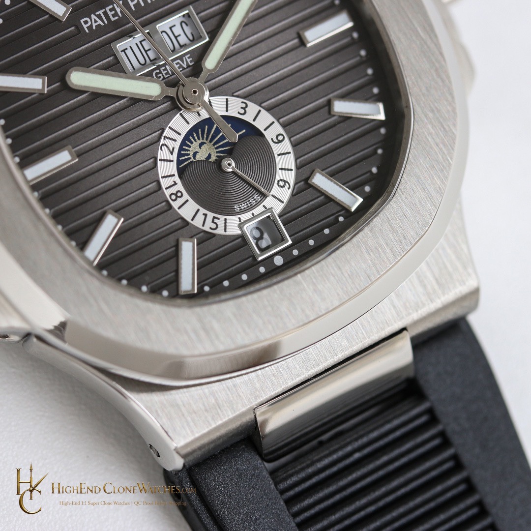 Patek Philippe Nautilus 5726 Grey Dial Black Rubber Strap product view super clone watch