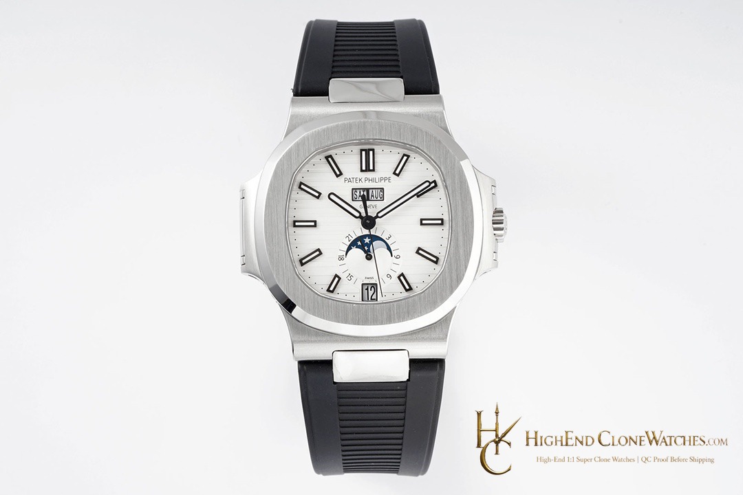 Patek Philippe Nautilus 5726 white dial black rubber strap super clone watch