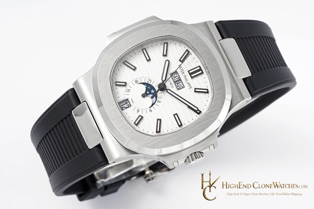 Patek Philippe Nautilus Annual Calendar 5726 crown and case detail super clone watch