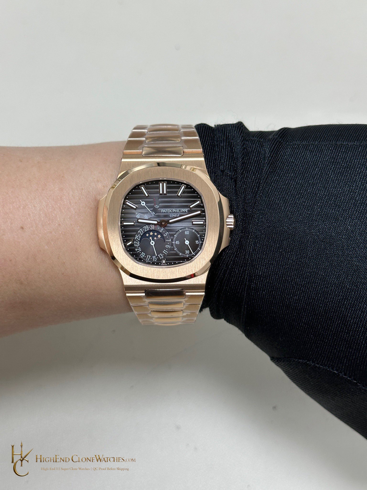 Patek Philippe Nautilus Moon Phase 18K Rose Gold 5712 Grey Dial New Clasp product view super clone watch