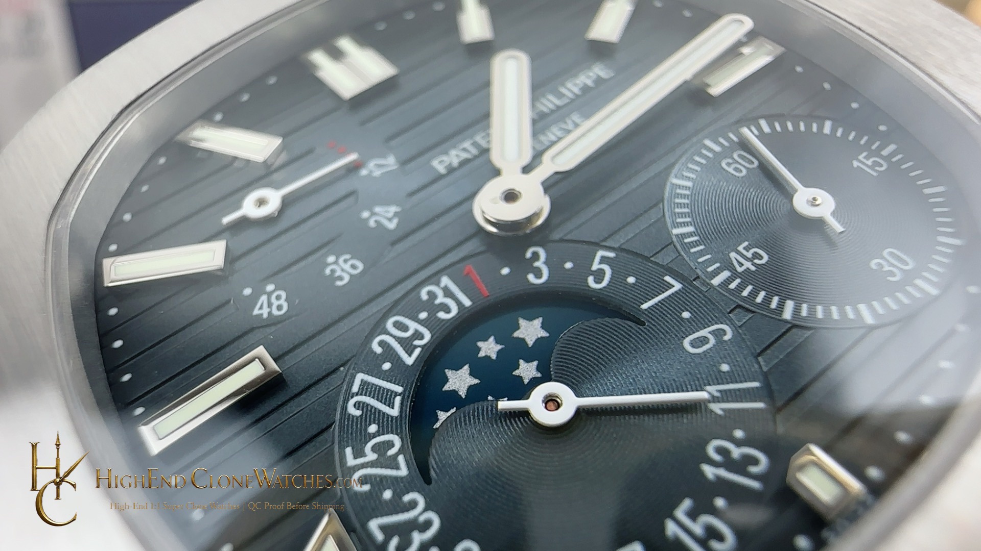 Patek Philippe Nautilus Moon Phase 5712 Blue Dial New Clasp product view super clone watch