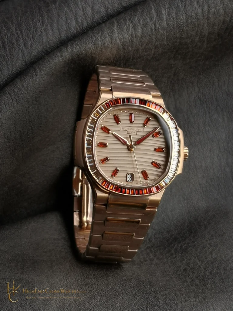 Patek Philippe Nautilus Rose Gold 7118/1300R-001 angled dial view super clone watch