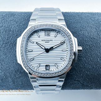 Patek Philippe Nautilus White Dial Diamond Frame 7118/1200A-010 35.2mm product view super clone watch