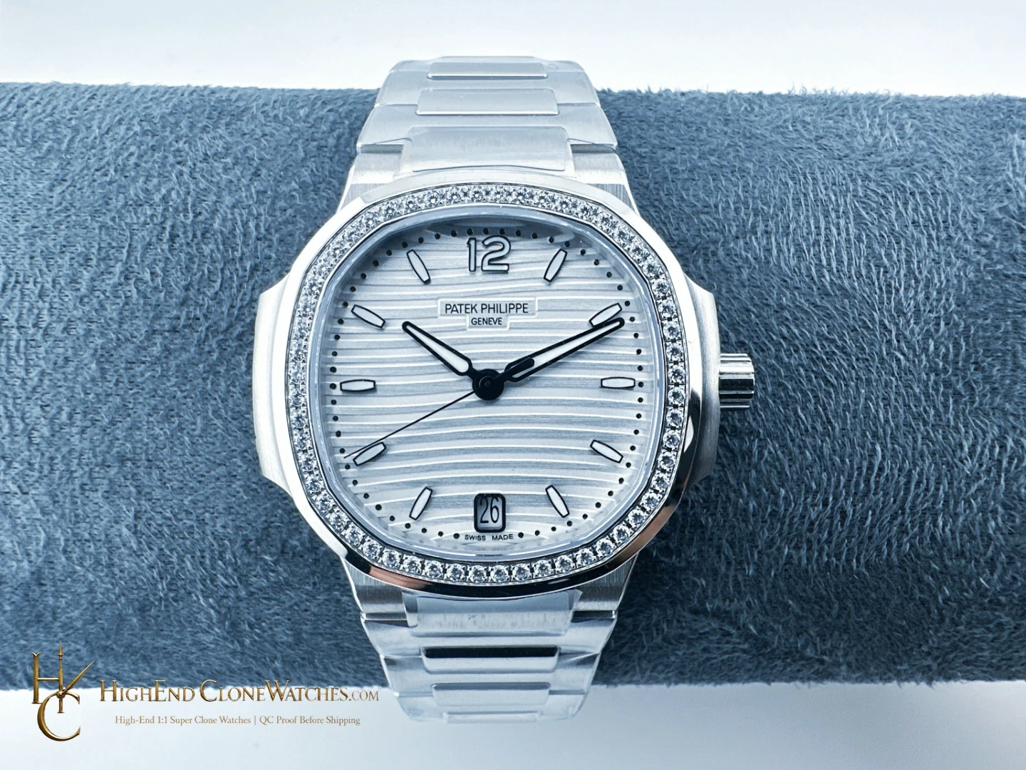 Patek Philippe Nautilus White Dial Diamond Frame 7118/1200A-010 35.2mm product view super clone watch - product view 1