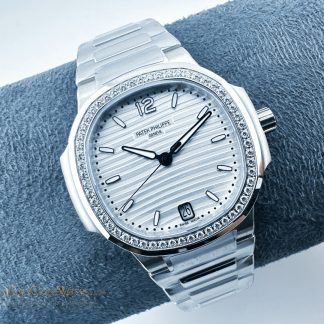 Patek Philippe Nautilus White Dial Diamond Frame 7118/1200A-010 35.2mm product view super clone watch