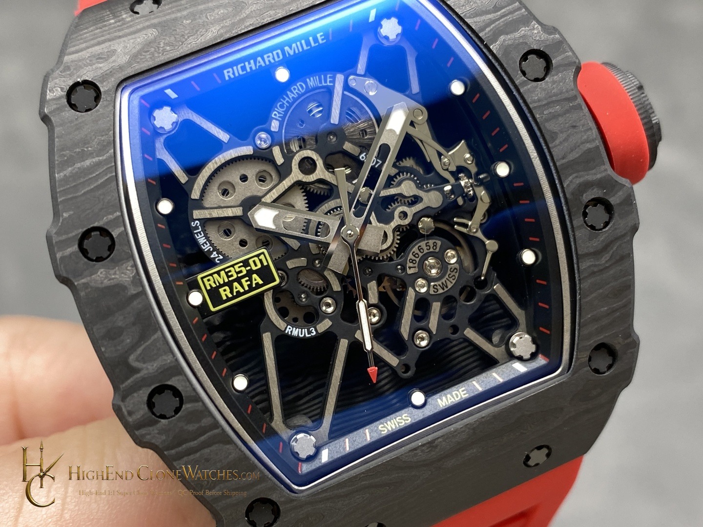 Richard Mille RM 35-01 angled dial view super clone watch