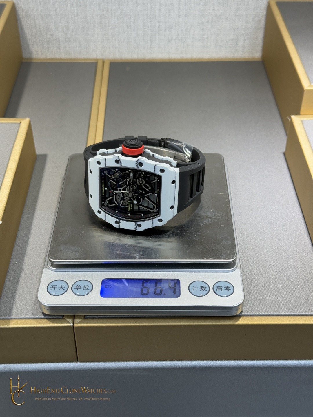 Richard Mille RM 35-01 crown and case detail super clone watch