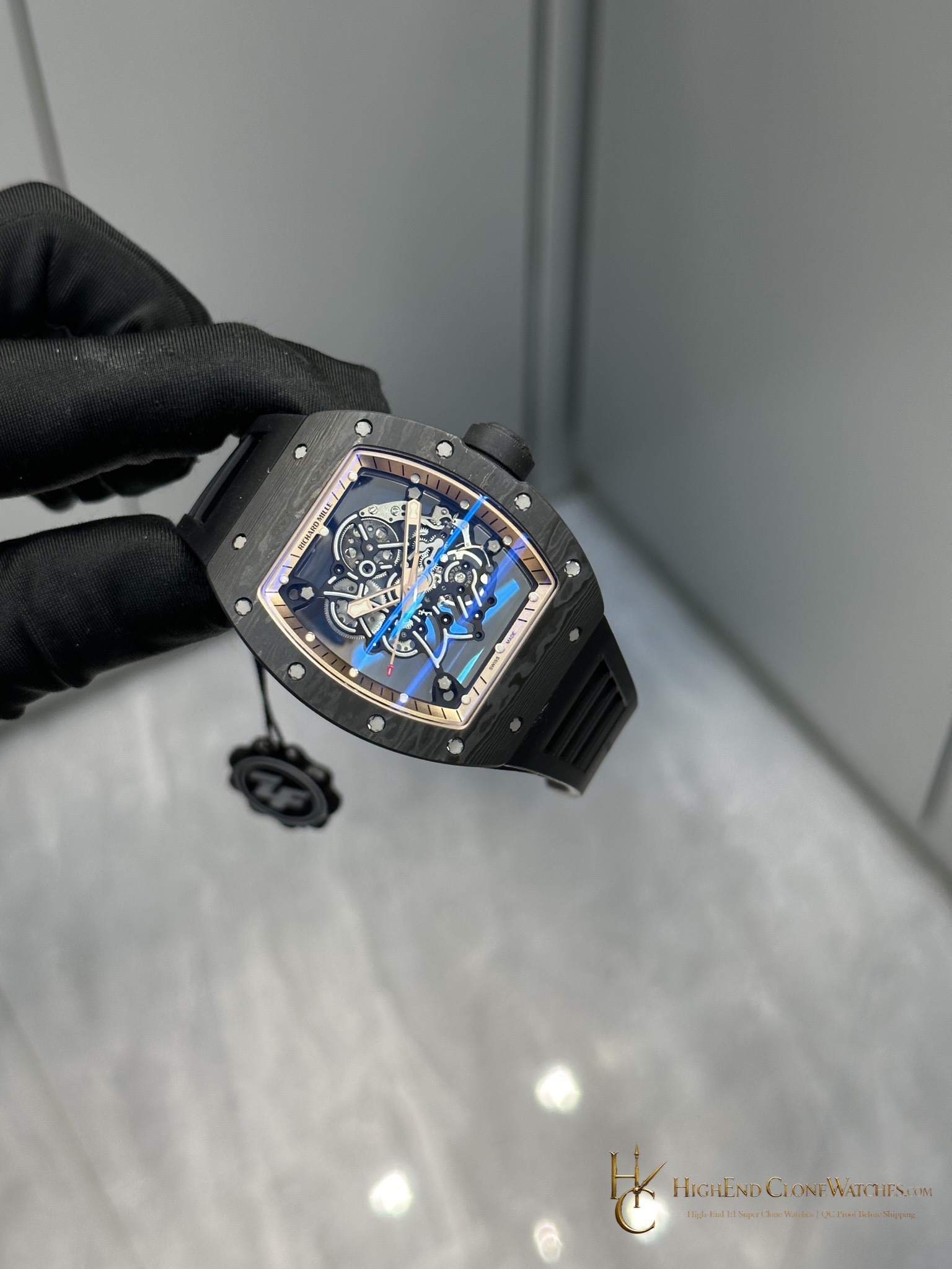 Richard Mille RM 55 angled dial view super clone watch