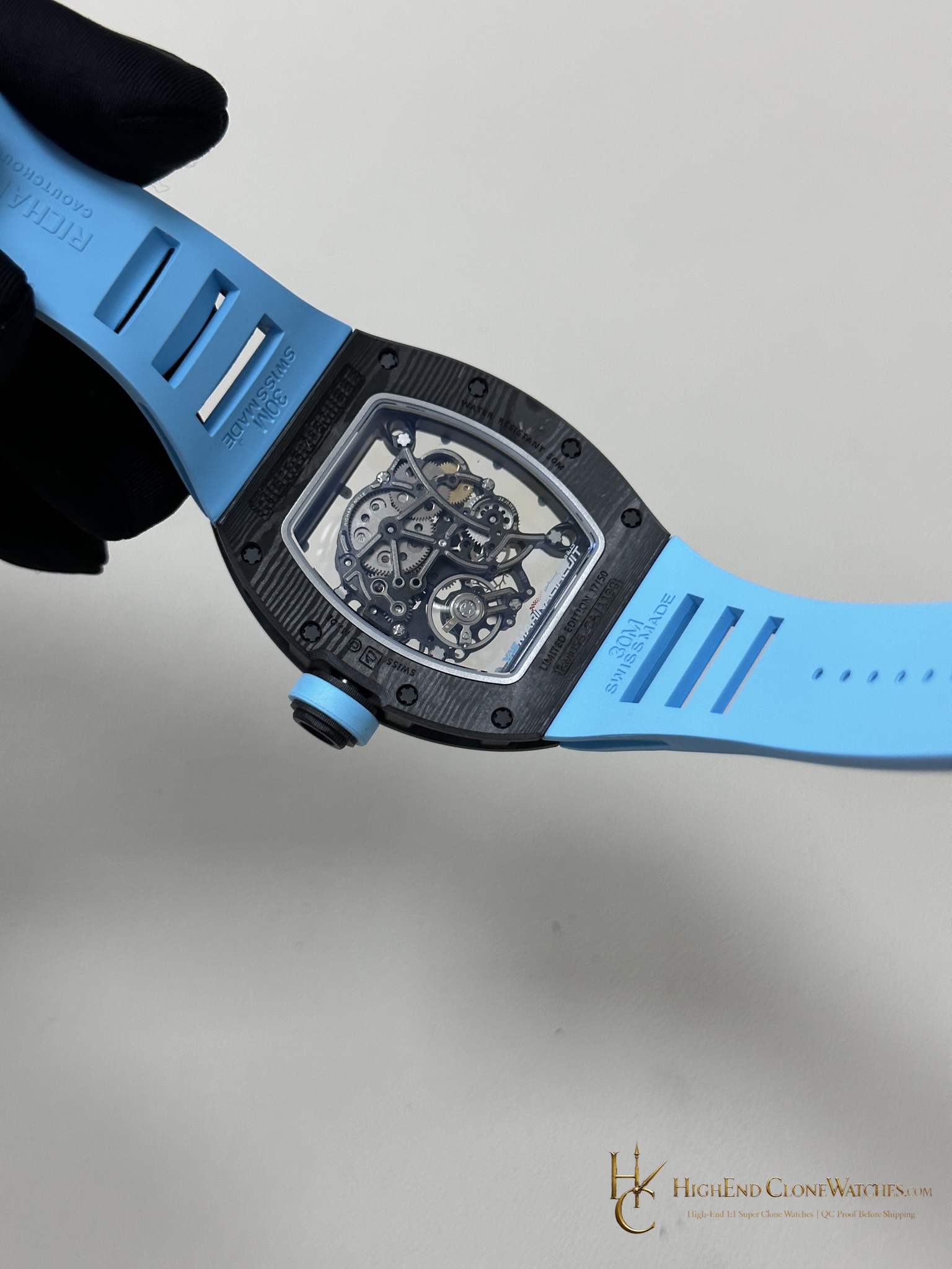 Richard Mille RM 55 crown and case detail super clone watch