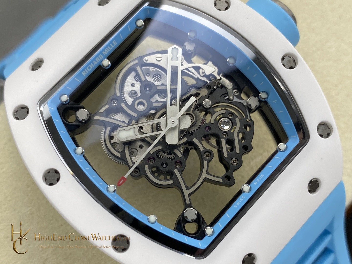 Richard Mille RM 55 angled dial view super clone watch