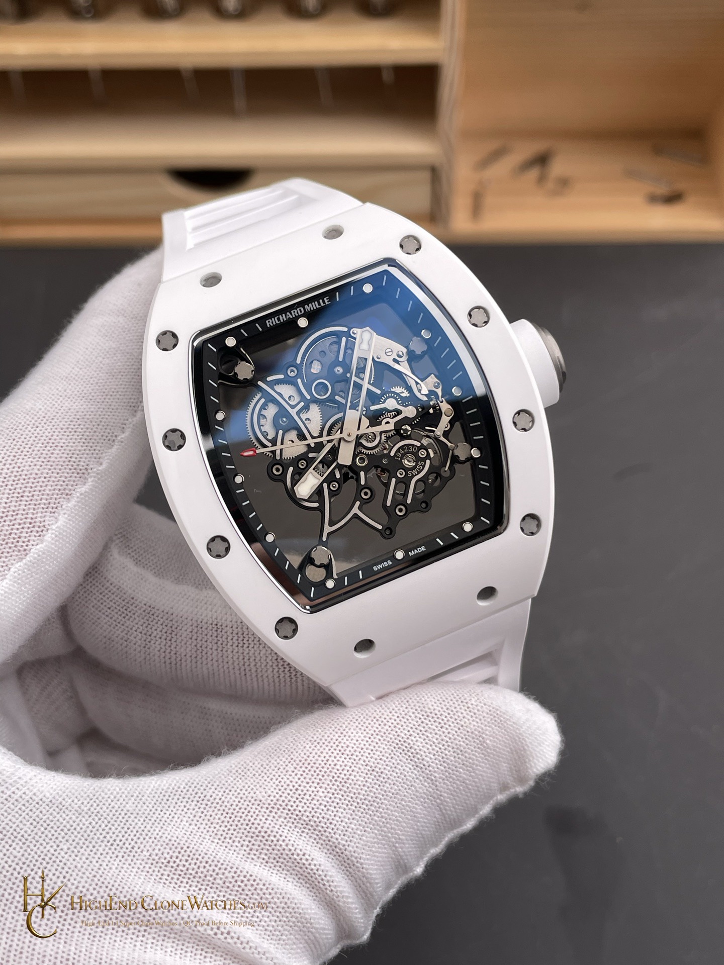 Richard Mille RM 55 angled dial view super clone watch