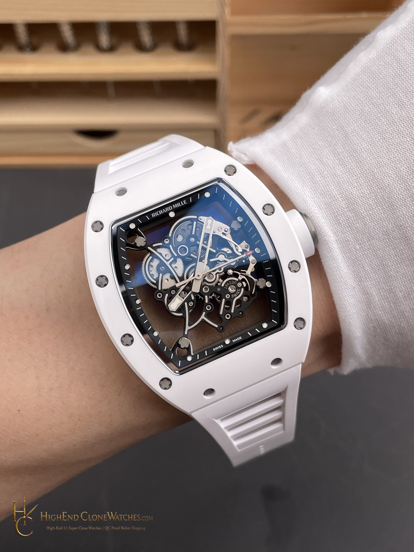 Richard Mille RM 55 caseback view super clone watch
