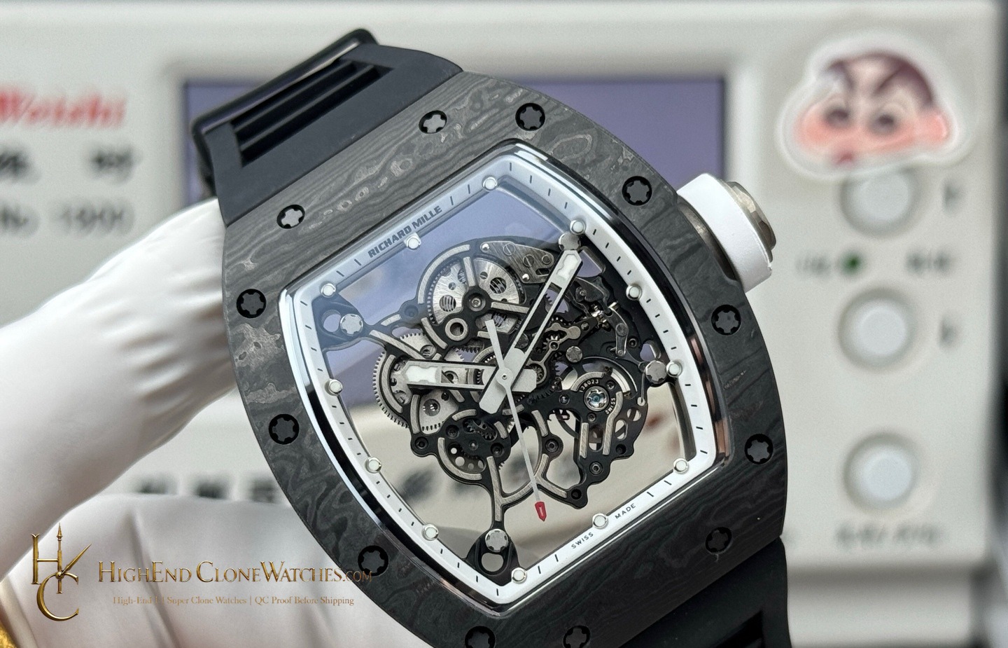 Richard Mille RM 55 angled dial view super clone watch