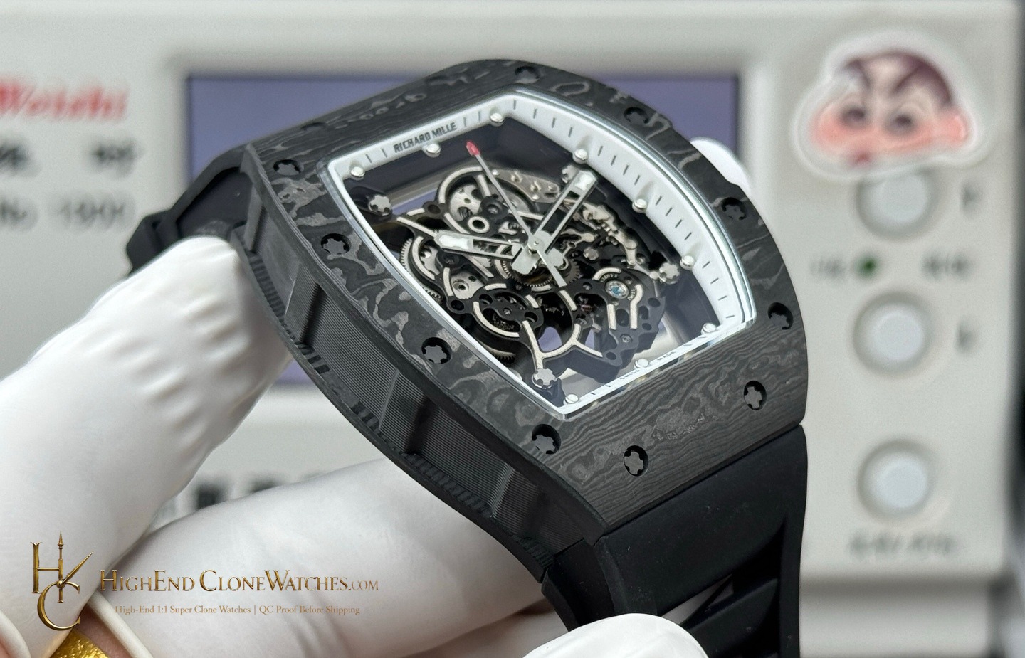 Richard Mille RM 55 crown and case detail super clone watch