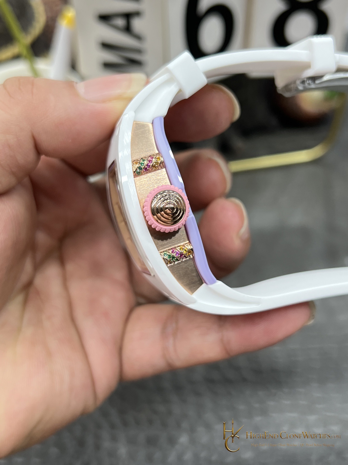 Richard Mille RM 07-03 crown and case detail super clone watch