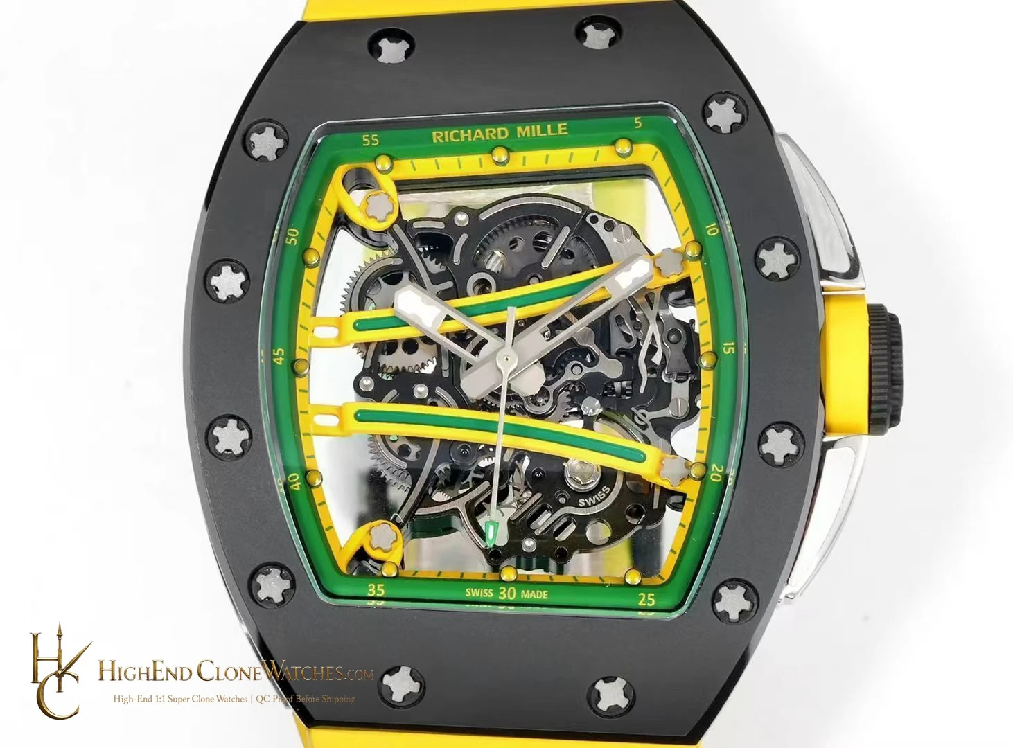 Richard Mille RM 61-01 crown and case detail super clone watch