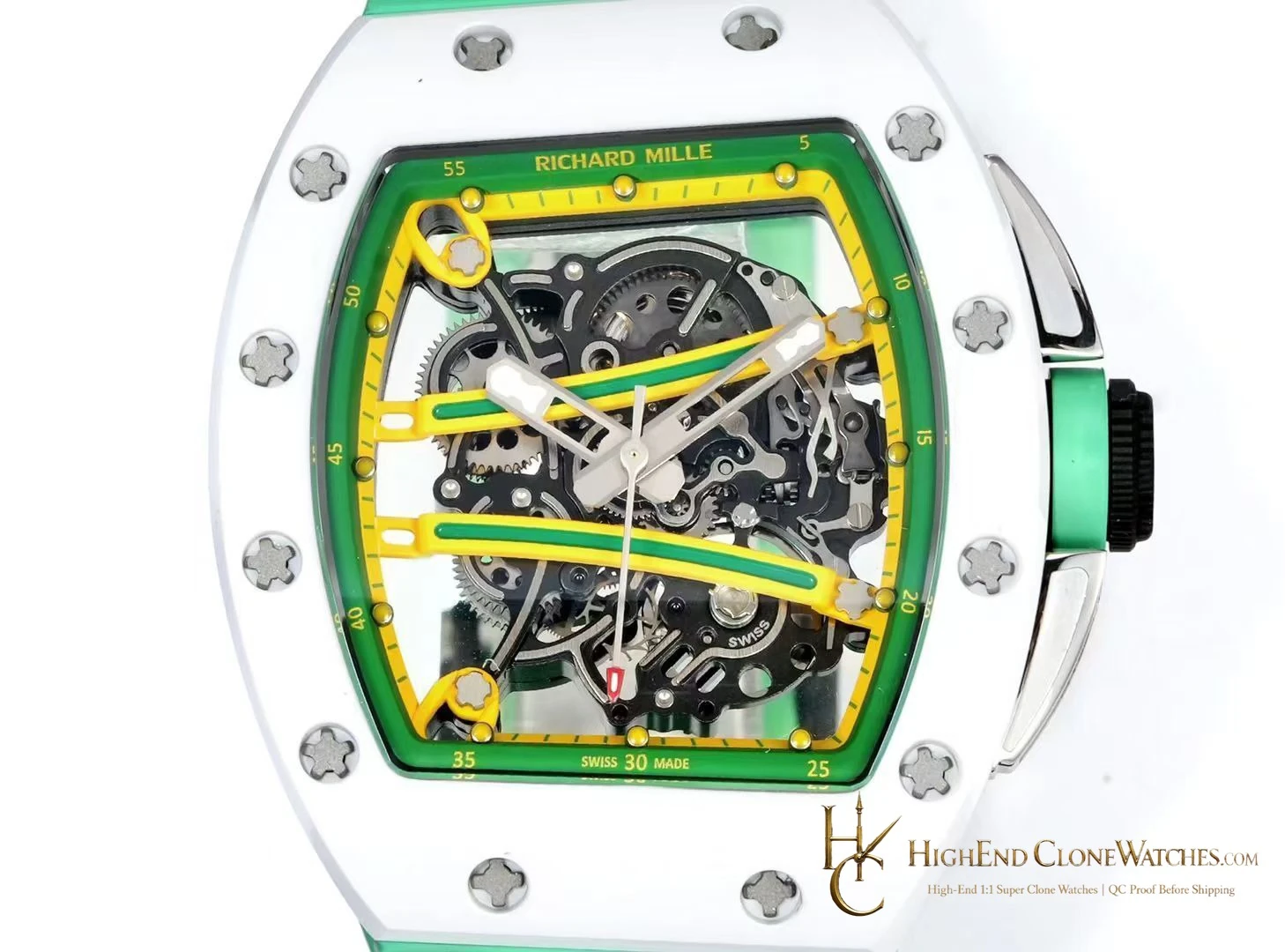 Richard Mille RM 61-01 crown and case detail super clone watch