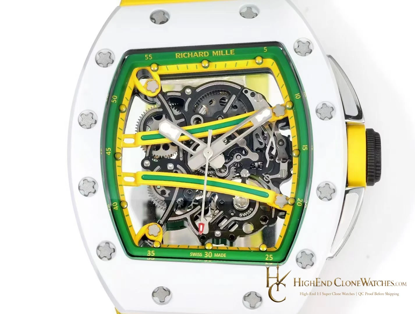 Richard Mille RM 61-01 crown and case detail super clone watch