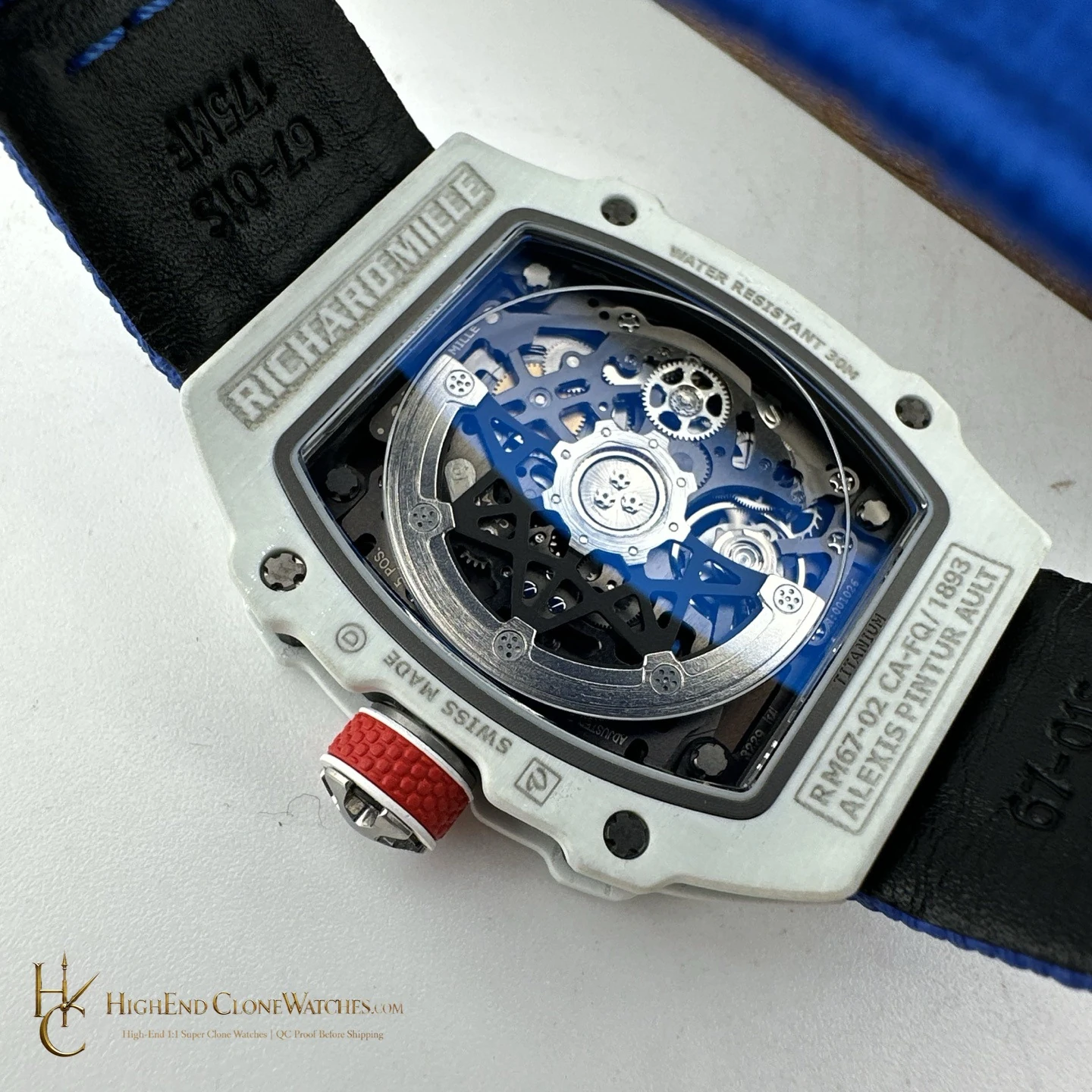 Richard Mille RM 67-02 caseback view super clone watch