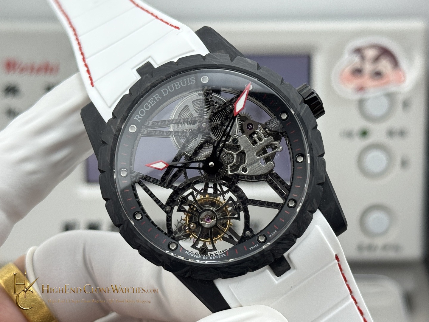 Roger Dubuis Excalibur DBEX0577 angled dial view super clone watch
